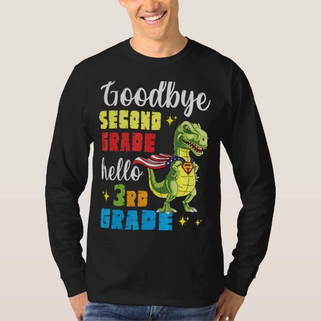 Dinosaur Student Senior Adjö andra Klass Hej T Shirt (Framsida)