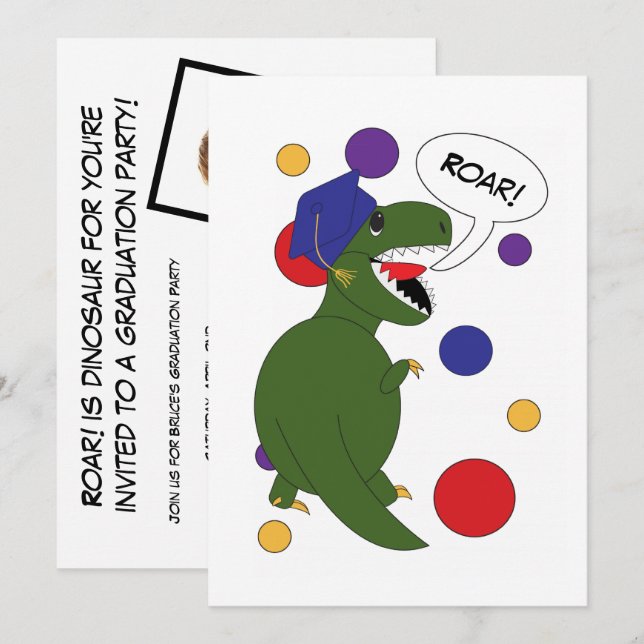 Dinosaur Studenten Funny Personalize Photo Meddelande (Fram/baksida)