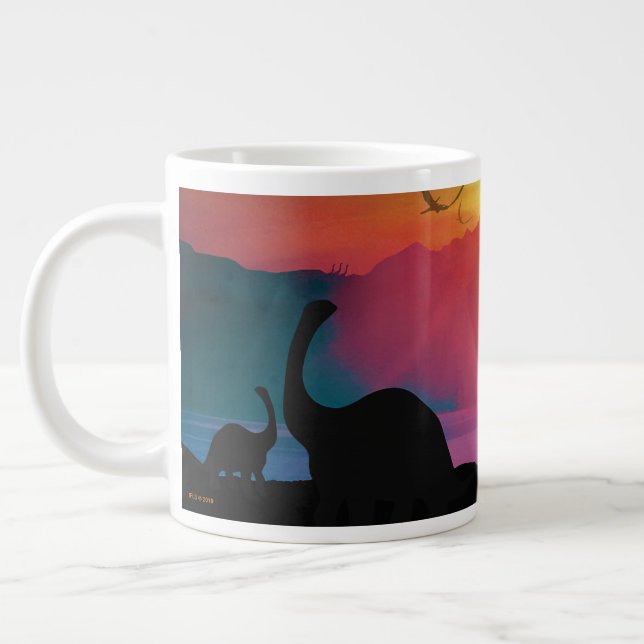 Dinosaur Sunset Jumbo Mugg (Vänster)