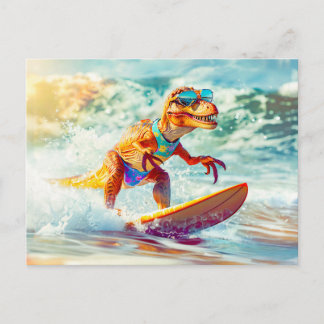 Dinosaur Surfing Big Wave Helg Vykort