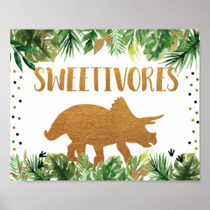 Dinosaur Sweetivores Birthday Food Bord Sign Poster