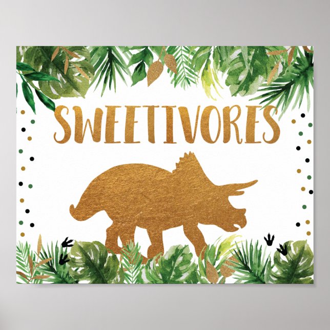 Dinosaur Sweetivores Birthday Food Bord Sign Poster (Framsidan)
