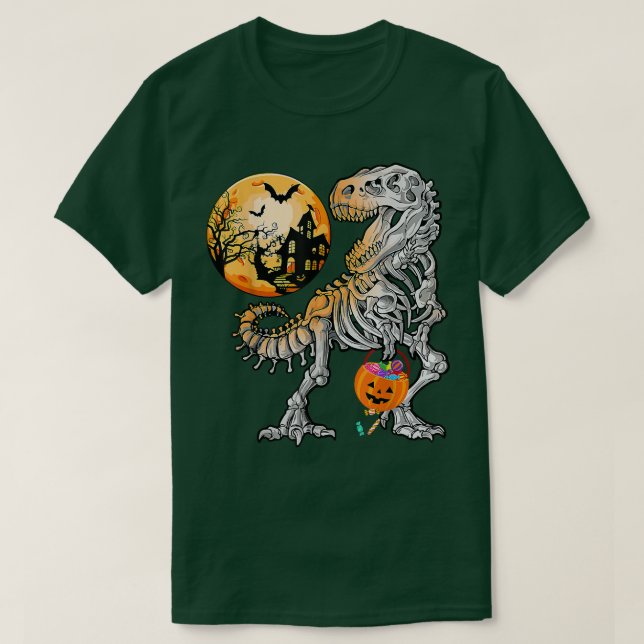 Dinosaur T Re Skeleton Funny Halloween Boy Kid Pum Shirt (Design framsida)