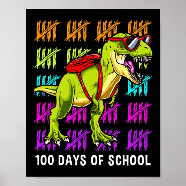 Dinosaur T Rex 100 dagar för skoldosering T Rex K Poster (Framsidan)