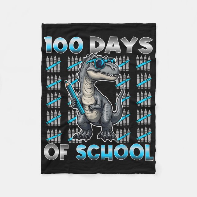 Dinosaur t Rex 100 dagar skolapparat 100 dagar Fleecefilt (Framsidan)