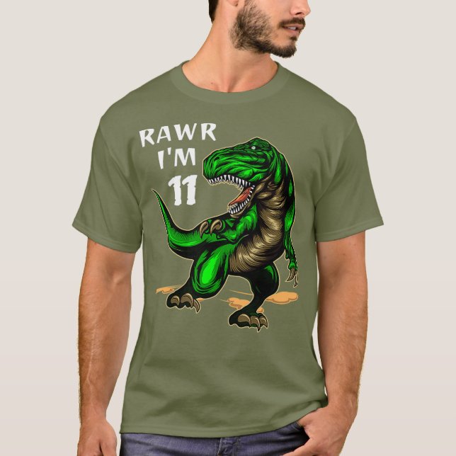 Dinosaur T Rex 11: e födelsedagen Dino 11 år gamma Shirt (Framsida)