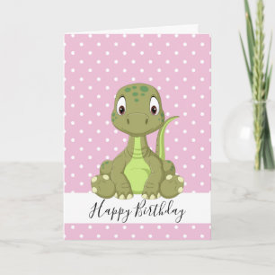 Dinosaur T Rex 1st Rosa Birthday Kort