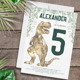 Dinosaur T-Rex 5:e Födelsedagsfesten Inbjudningar