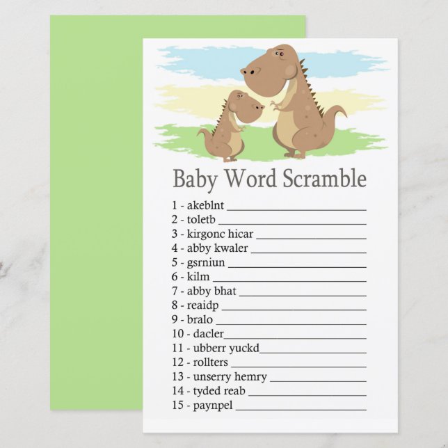 Dinosaur T-rex Baby ord-braxspel (Fram/baksida)