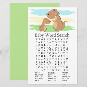 Dinosaur T-rex Baby Shower Ord Search-spel
