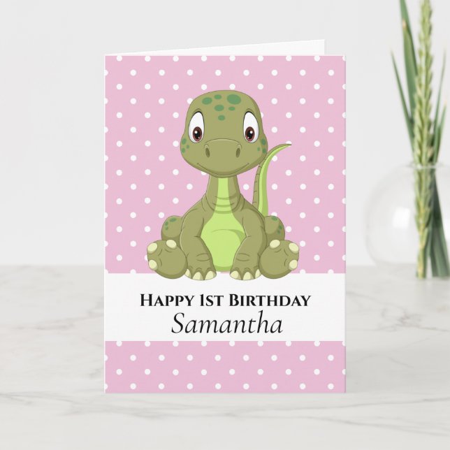 Dinosaur T Rex Birthday Card-Rosa Kort (Framsida)