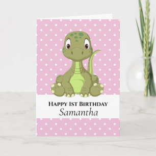 Dinosaur T Rex Birthday Card-Rosa Kort