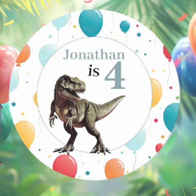 Dinosaur T Rex Birthday Grått Underlägg Papper Rund (we’re throwing a dino-themed party!)