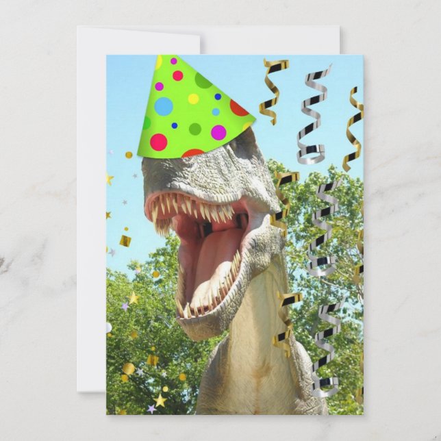 Dinosaur T-Rex Birthday Inbjudan (Framsida)