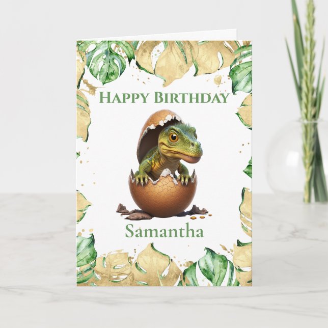 Dinosaur T Rex Birthday Roar Jurassic Card Kort (Framsida)