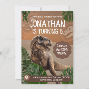 Dinosaur T rex Birthday Temaparty Inbjudningar