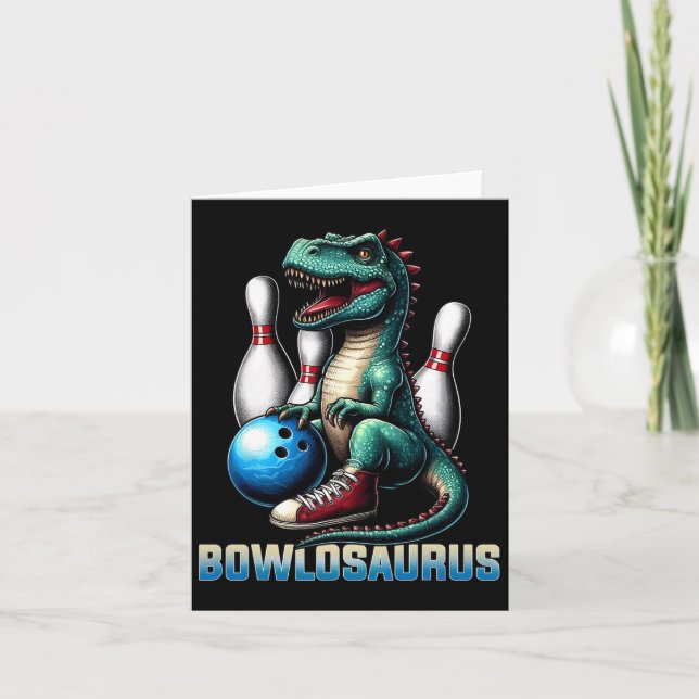 Dinosaur T-rex Bowling Graphic Funny Dino Bowlarea Kort (Framsida)