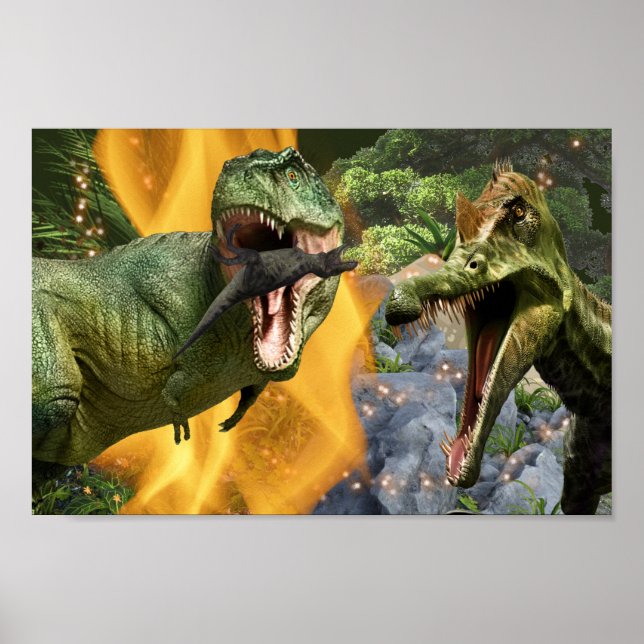 Dinosaur T-rex-brandpojkar Dino-tema Poster (Framsidan)