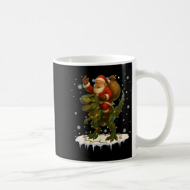 Dinosaur T Rex Christmas Santa Boys Men Girls Xmas Kaffemugg (Höger)