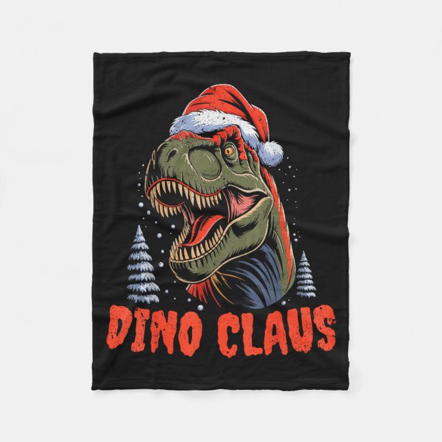 Dinosaur T-rex Christmas Tree Dino Claus Pajamas X Fleecefilt (Framsidan)