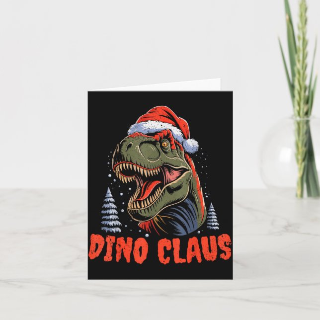 Dinosaur T-rex Christmas Tree Dino Claus Pajamas X Kort (Framsida)