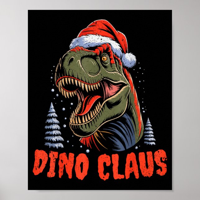 Dinosaur T-rex Christmas Tree Dino Claus Pajamas X Poster (Framsidan)