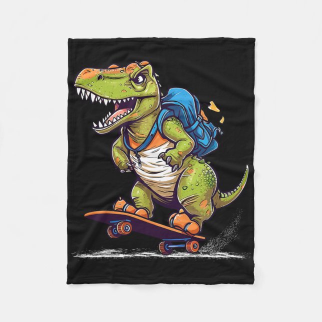 Dinosaur T Rex Cool Skateboard Dinosaur Skater  Fleecefilt (Framsidan)