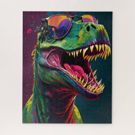 Dinosaur T Rex Coola Blue Grönt Jurassic Poster Pussel