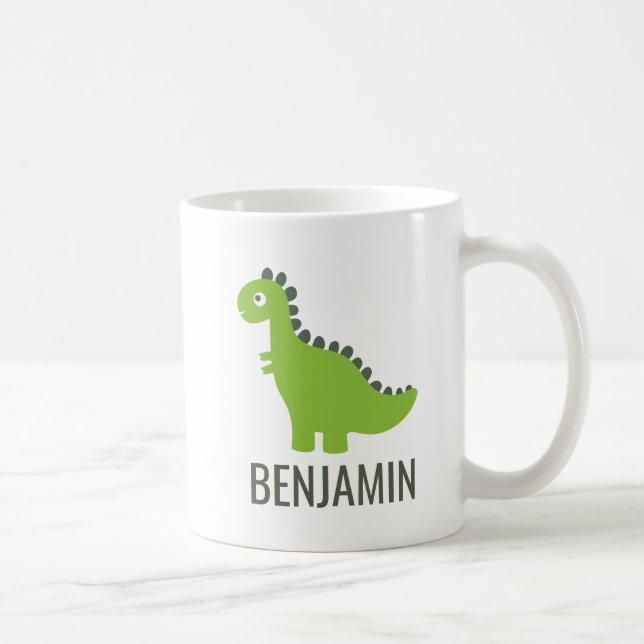 Dinosaur T Rex Dino Baby Simple Cute Namn Tecknad Kaffemugg (Höger)