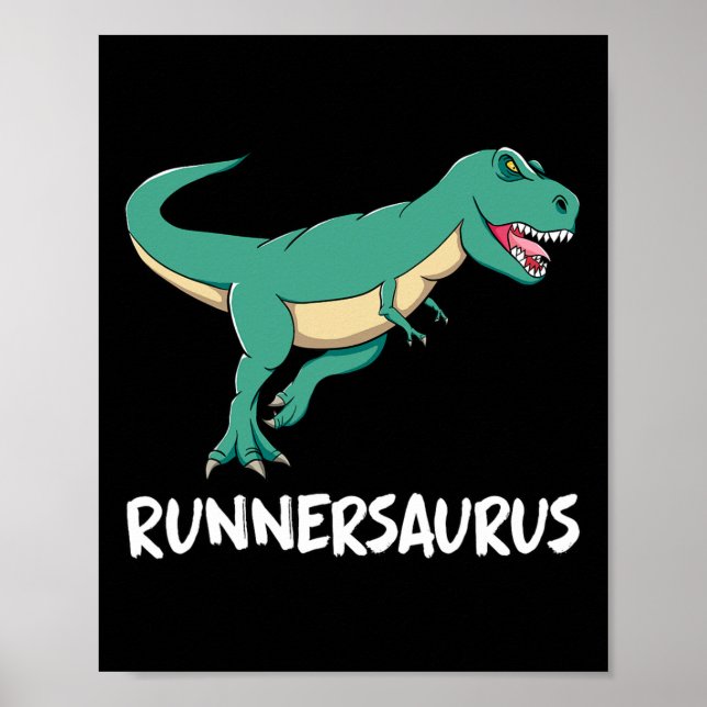 Dinosaur T-rex Dino Funny Exercise Cardio Running  Poster (Framsidan)