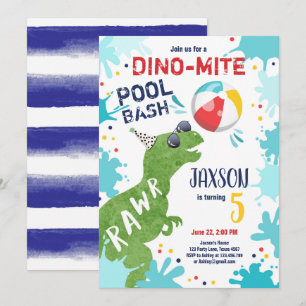 Dinosaur T-Rex Dino Mite Bassäng Bash Boy Blue Par Inbjudningar