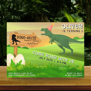 Dinosaur T-Rex Dino-Mite-Födelsedagsfest Inbjudningar