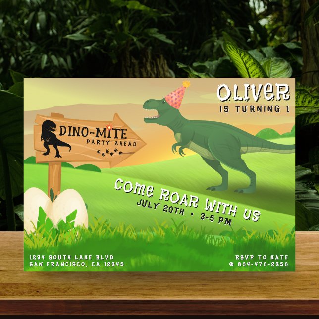 Dinosaur T-Rex Dino-Mite-Födelsedagsfest Inbjudningar (Dinosaur T-Rex Dino-Mite Birthday Party Invitation
)