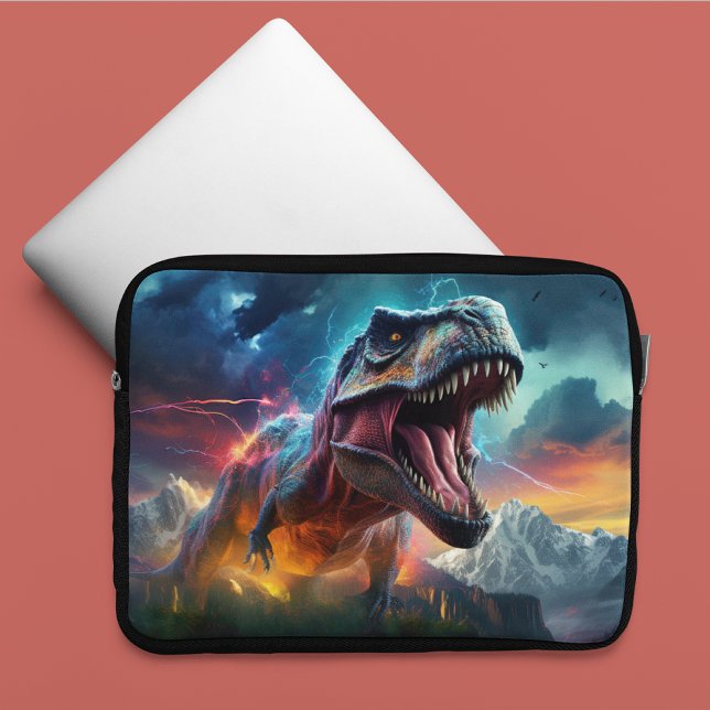 Dinosaur T-Rex Dino Stormy-bergen Laptop Fodral (Skapare uppladdad)