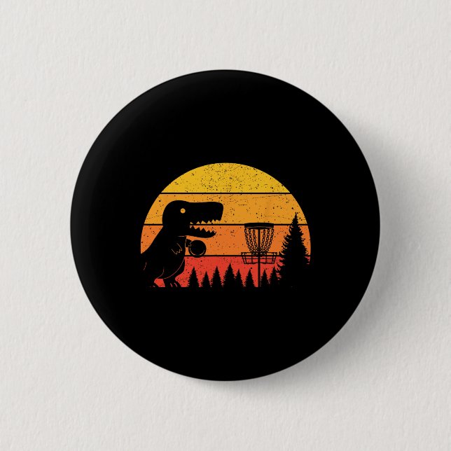 Dinosaur T-rex Disc Golf Spelare Sportfantaster  Knapp (Framsida)
