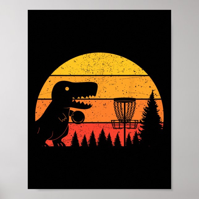 Dinosaur T-rex Disc Golf Spelare Sportfantaster  Poster (Framsidan)