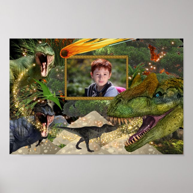 Dinosaur T-rex DIY fotoboys meteor flamor Poster (Framsidan)