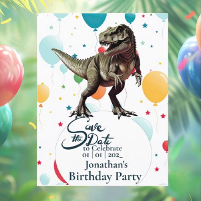 Dinosaur T-Rex Födelsedags klara datum  Vykort (Throw the ultimate Jurassic dinosaur birthday bash with T-Rex themes!)