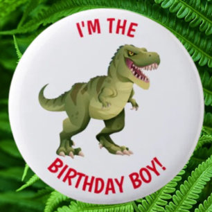 Dinosaur T Rex Födelsedags Pojke Knapp