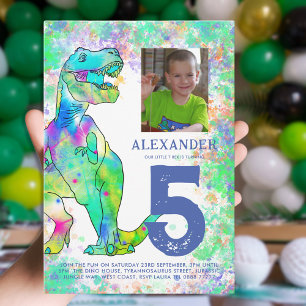 Dinosaur T-Rex Födelsedagsfest Foto Inbjudningar