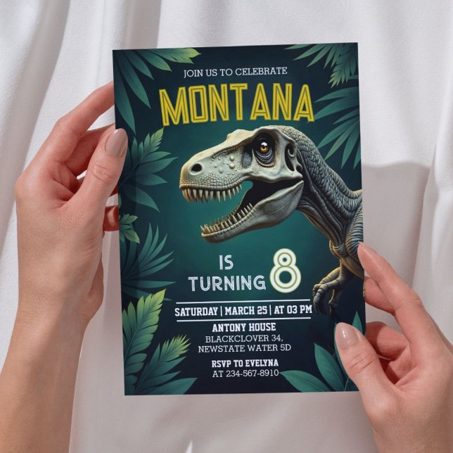 Dinosaur T-rex-Födelsedagsfest Inbjudningar (Dinosaur T-rex Birthday Party Invitation)