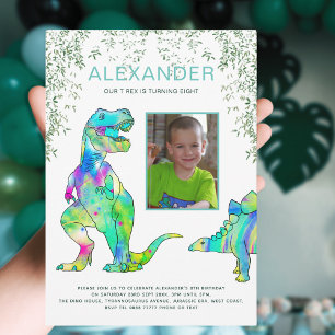 Dinosaur T Rex Foto Födelsedagsfest Inbjudningar