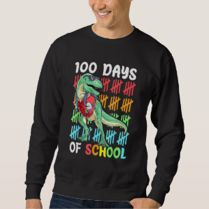 Dinosaur T Rex Glad 100:e Skoldagen Dino Kids Lång Ärmad Tröja