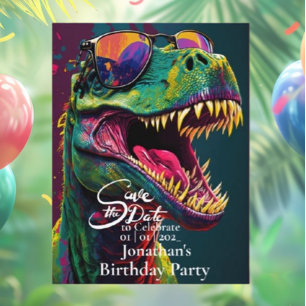 Dinosaur T-Rex Grön Spara datum Vykort