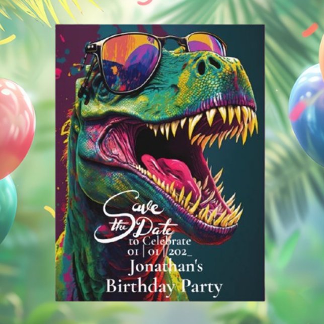 Dinosaur T-Rex-Grönt Spara datum Vykort (Celebrate your special day with a fun Dinosaur T-Rex green save the date postcard!  )