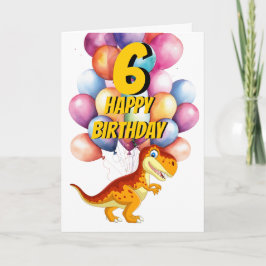 Dinosaur T Rex Guld 6e Birthday Bubittkort Kort