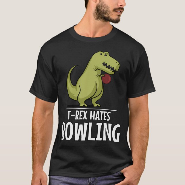 Dinosaur T-Rex Hatar Bowling T Shirt (Framsida)