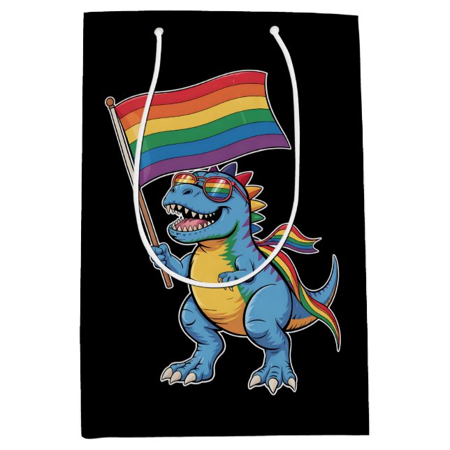 Dinosaur T Rex HBTQ-stolt regnbågsflagga (Framsidan)