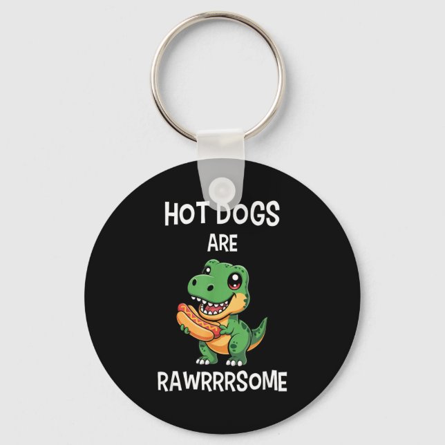 Dinosaur T Rex Hot Dog Shirt Funny Hot Dogs Are Ra Nyckelring (Framsida)