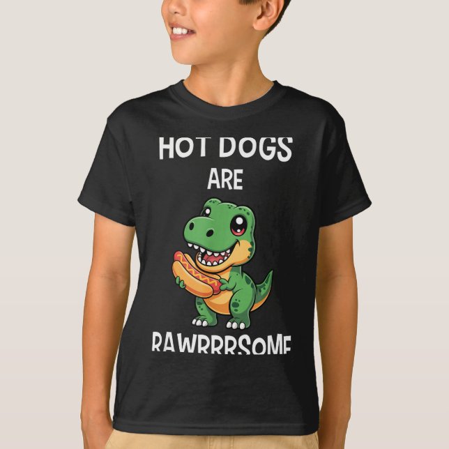 Dinosaur T Rex Hot Dog Shirt Funny Hot Dogs Are Ra T Shirt (Framsida)